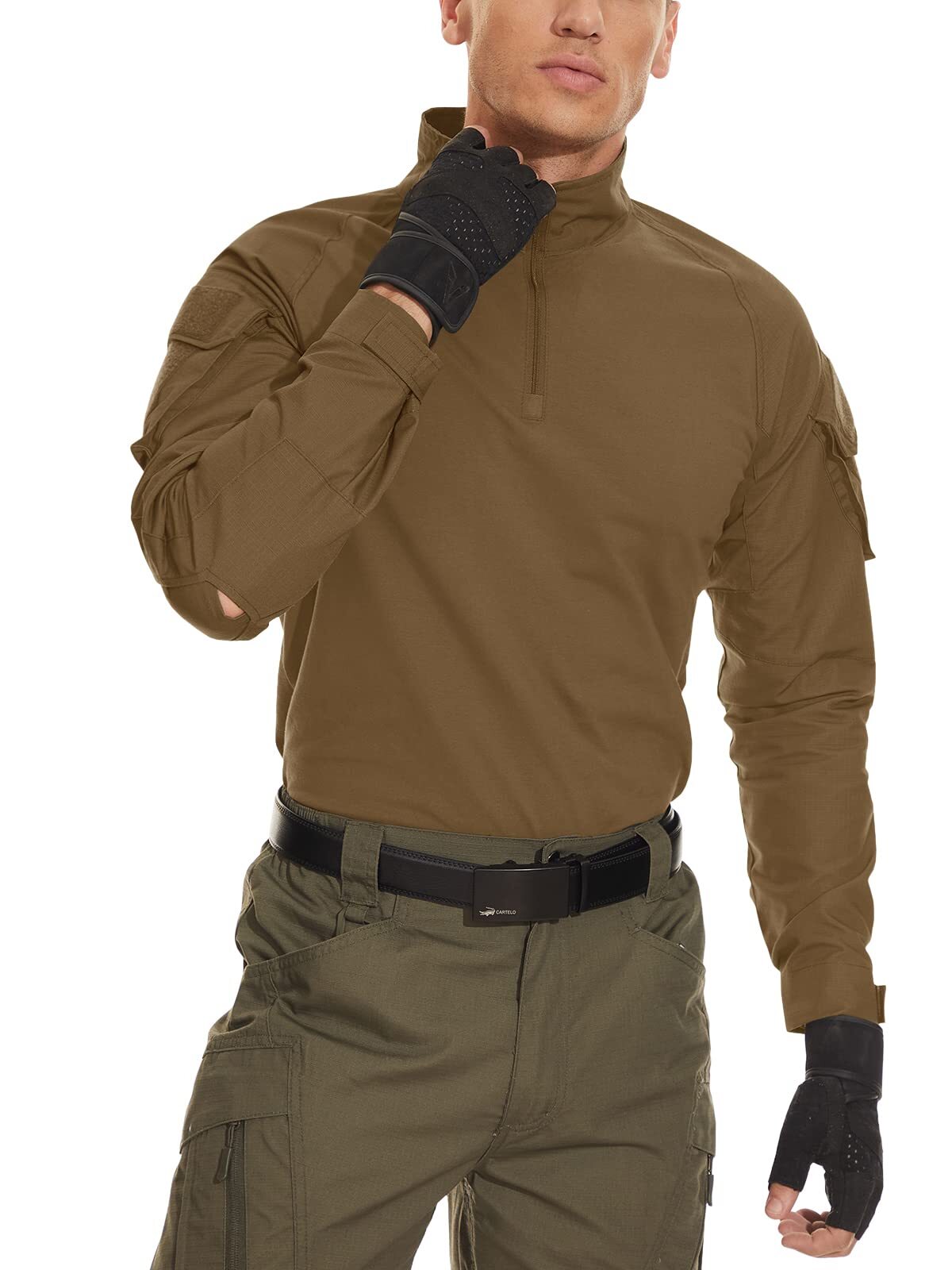 Mens Shirts Atheletic Training Outdoor 1/4 Zipper Long Sleeve Shirt with Pockets gallery