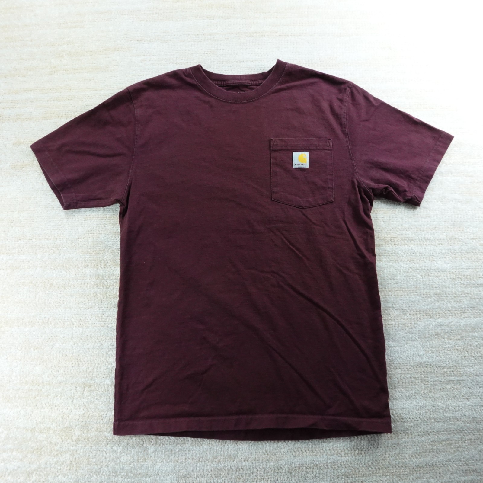 Carhartt Shirt Mens Small Burgundy Loose Fit Pocket Cotton T-Shirt K87 gallery