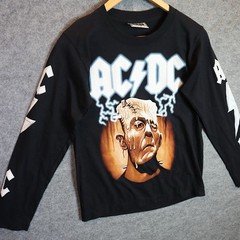 AC/DC Frankenstein Long Sleeve Band Tee The Roxx Power Plus 90s Vintage Style S