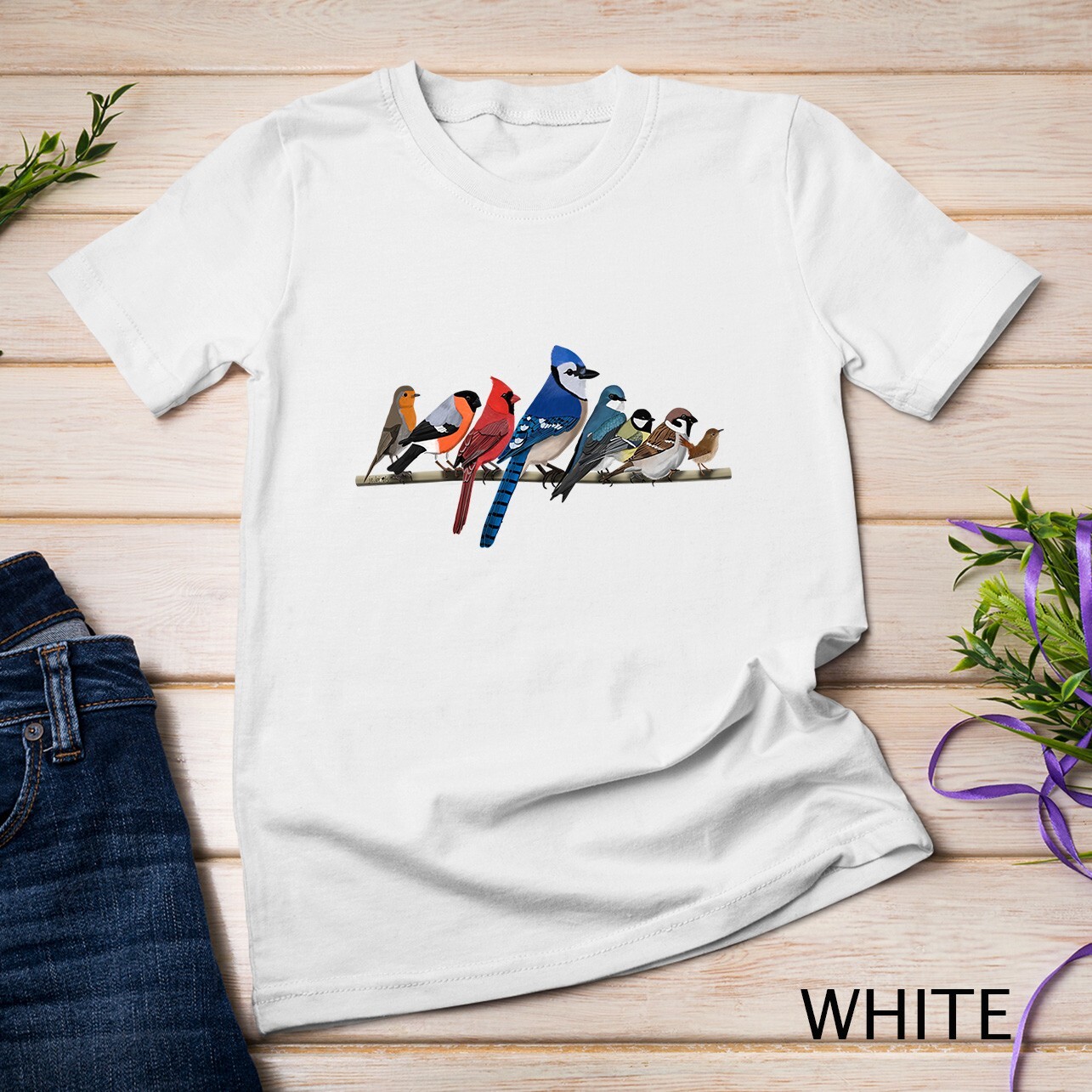 Garden Birds Blue Jay Bullfinch Ornithologist Biologist Unisex T-shirt