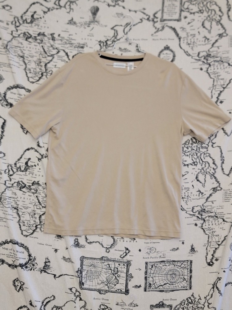Concepts by Claiborne Men’s Beige V-Neck T-Shirt Size L Short Sleeve Modal Blend