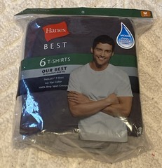 Hanes Best Shirts Mens Medium Black Gray Short Sleeve Crew Neck 6 Pack NEW