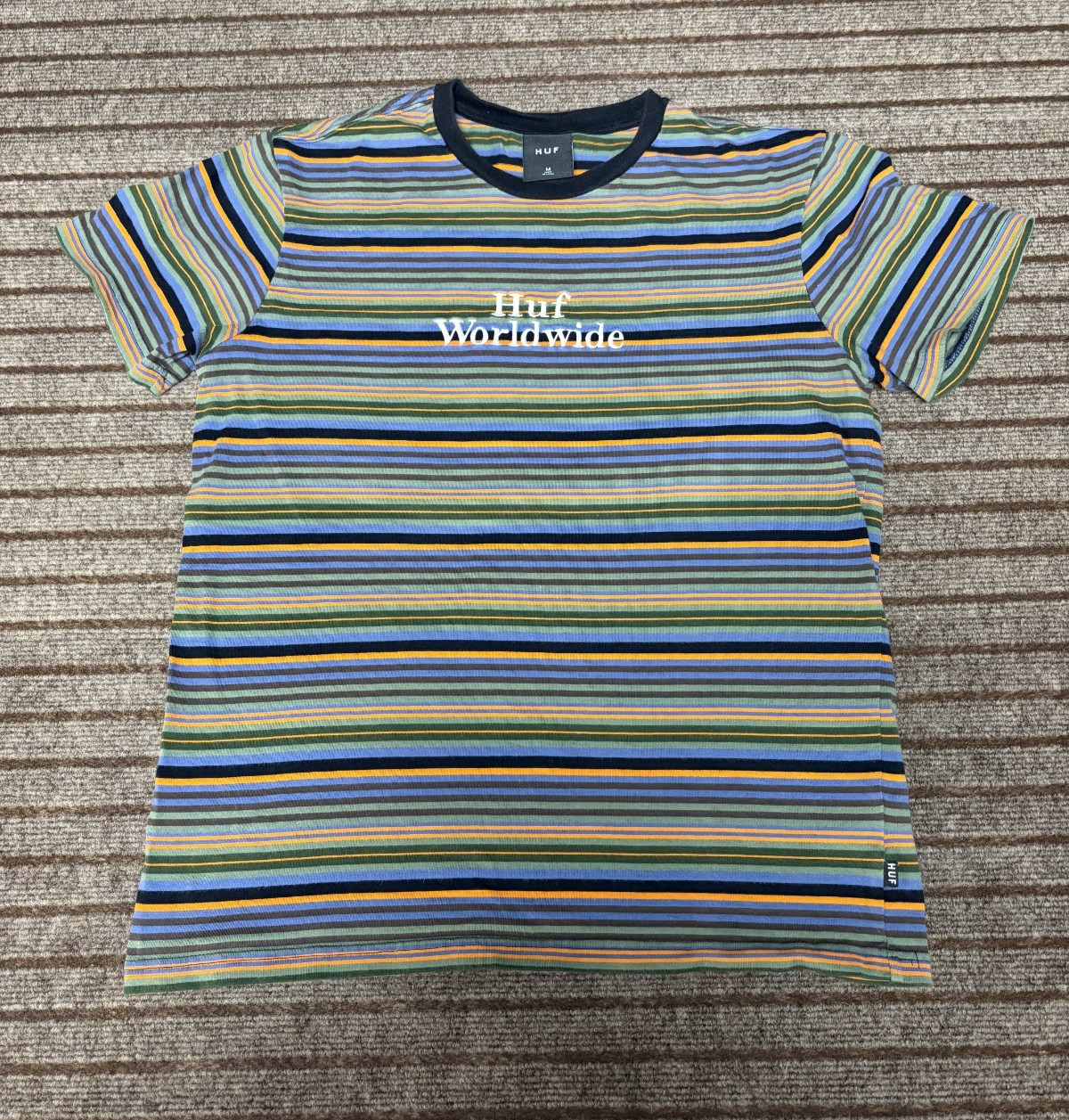 Huff Men's Shirt Med Blue Contrasting Trim Casual Short Sleeve Embroidered Logo gallery