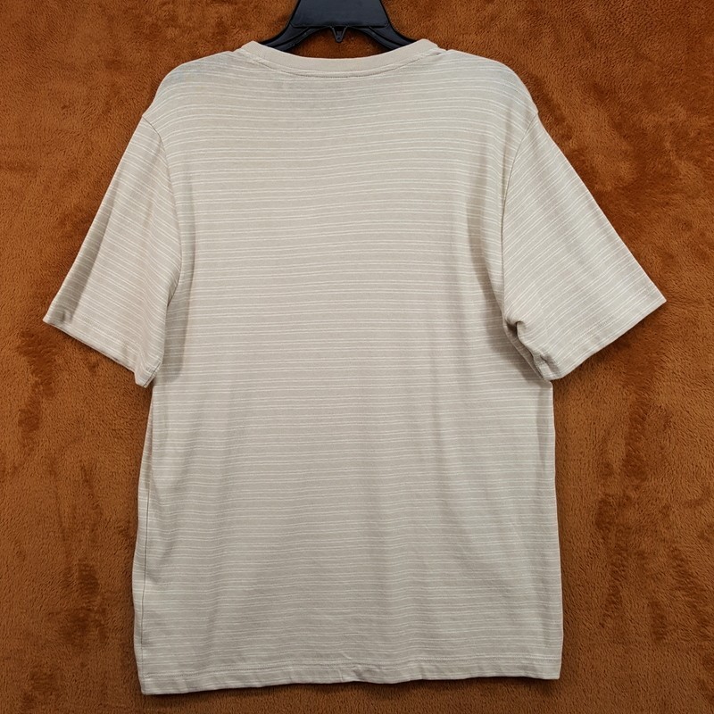 VINCE Shirt Mens Large Tan Stripe Pullover Crew Short Sleeve T-Shirt Tee $148 gallery