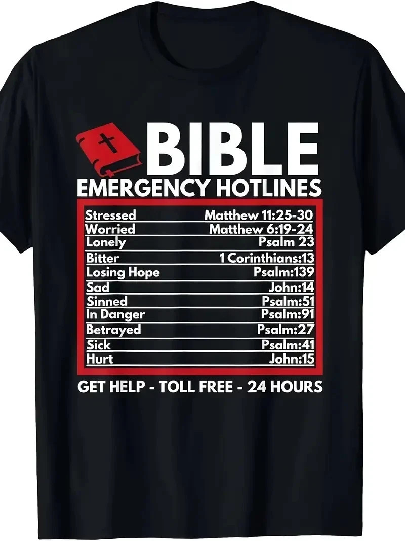 Bible Emergency Numbers - Funny Christian Bible & Jesus T-Shirt-100% Cotton gallery