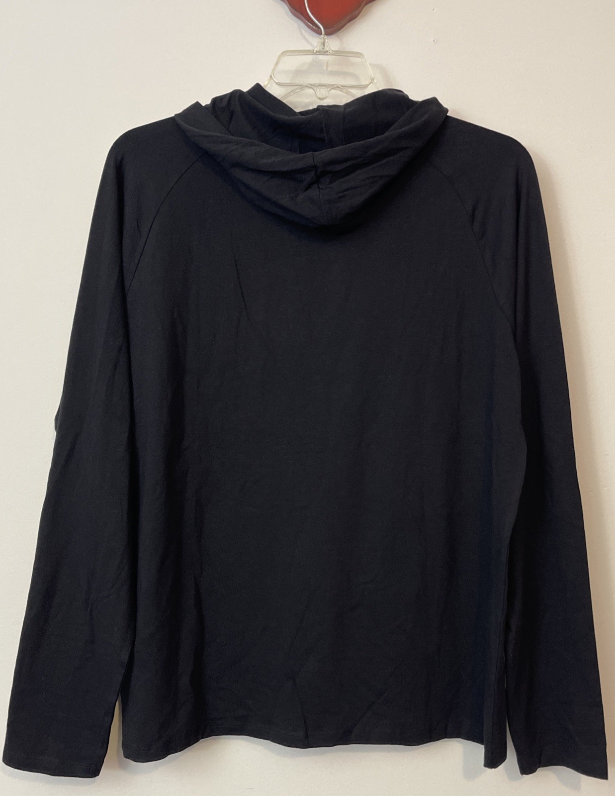 Jockey Mens Large Black Stretchy Pullover Long-Sleeved Hooded Tee NWT! A5975 gallery