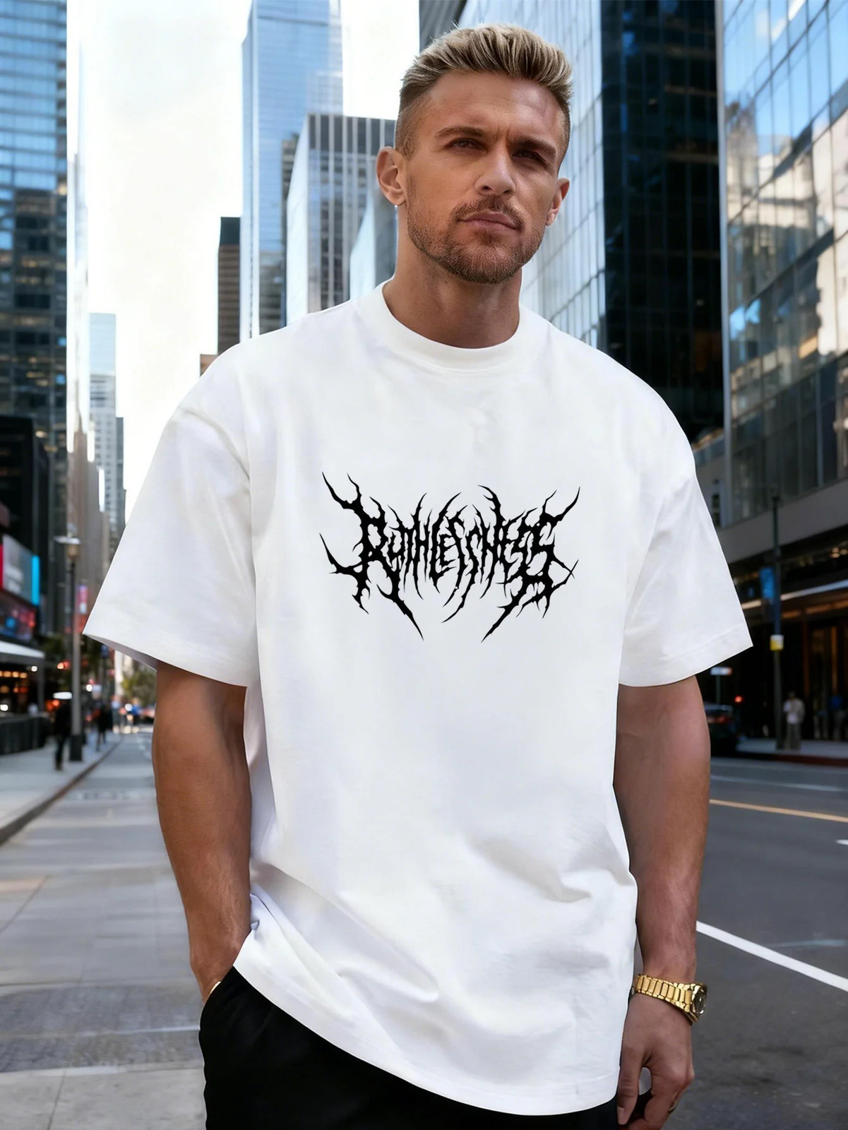 Letter Graphic 100% Cotton Men’s T-Shirt, Suitable for Daily Streetwear