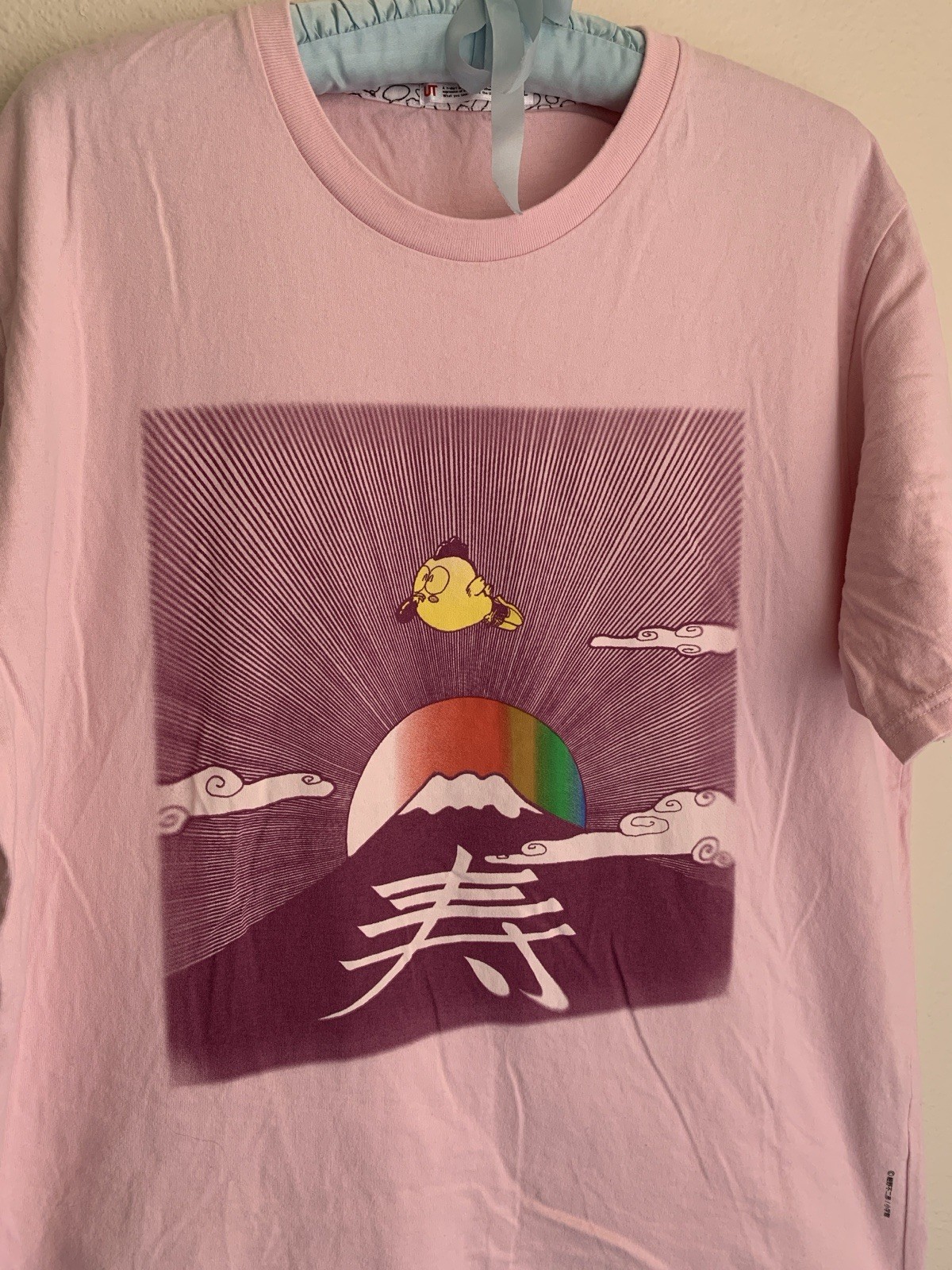 XL Uniqlo Gu Gu Ganmo Pink T-shirt Mt Fuji Japan 80s Manga Fujihiko Hosono Retro