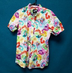 A.Lab Vibrant Colorful Button Down Cotton Men’s Short Sleeve SZ Small