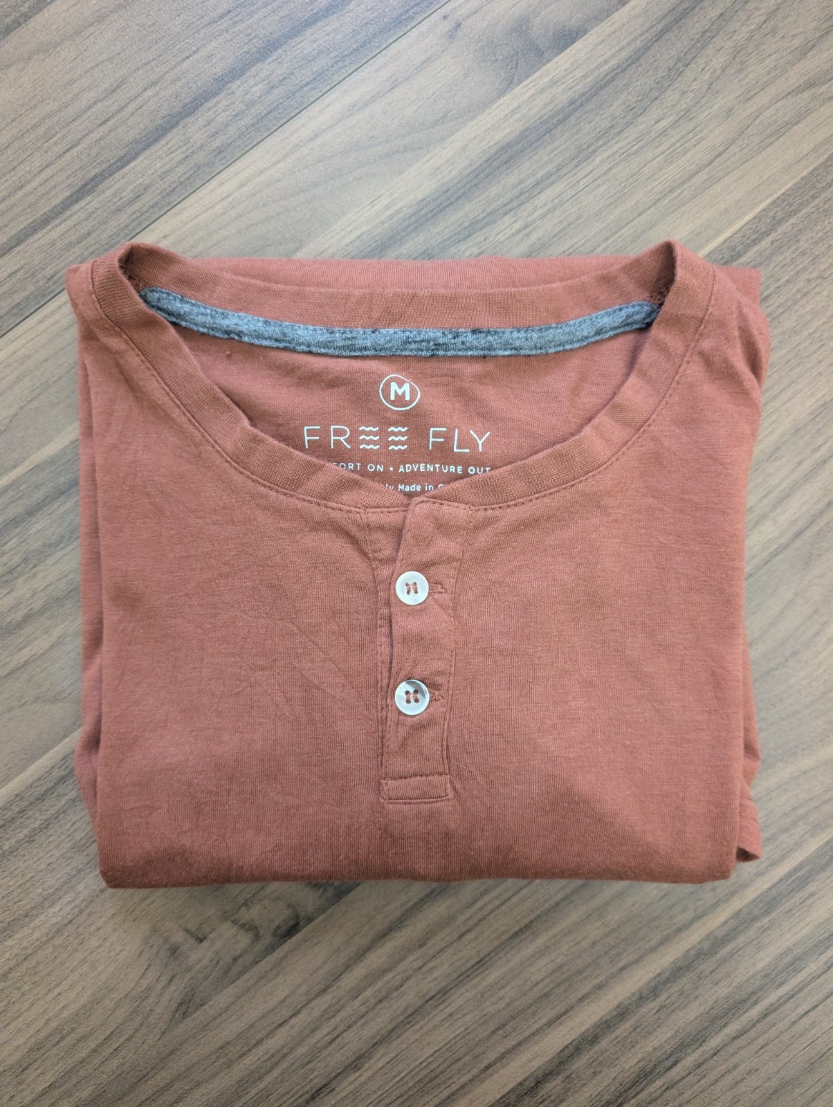 Free Fly Mens Medium Long Sleeve Henley Shirt Brown Rust Casual Outdoor Comfort gallery