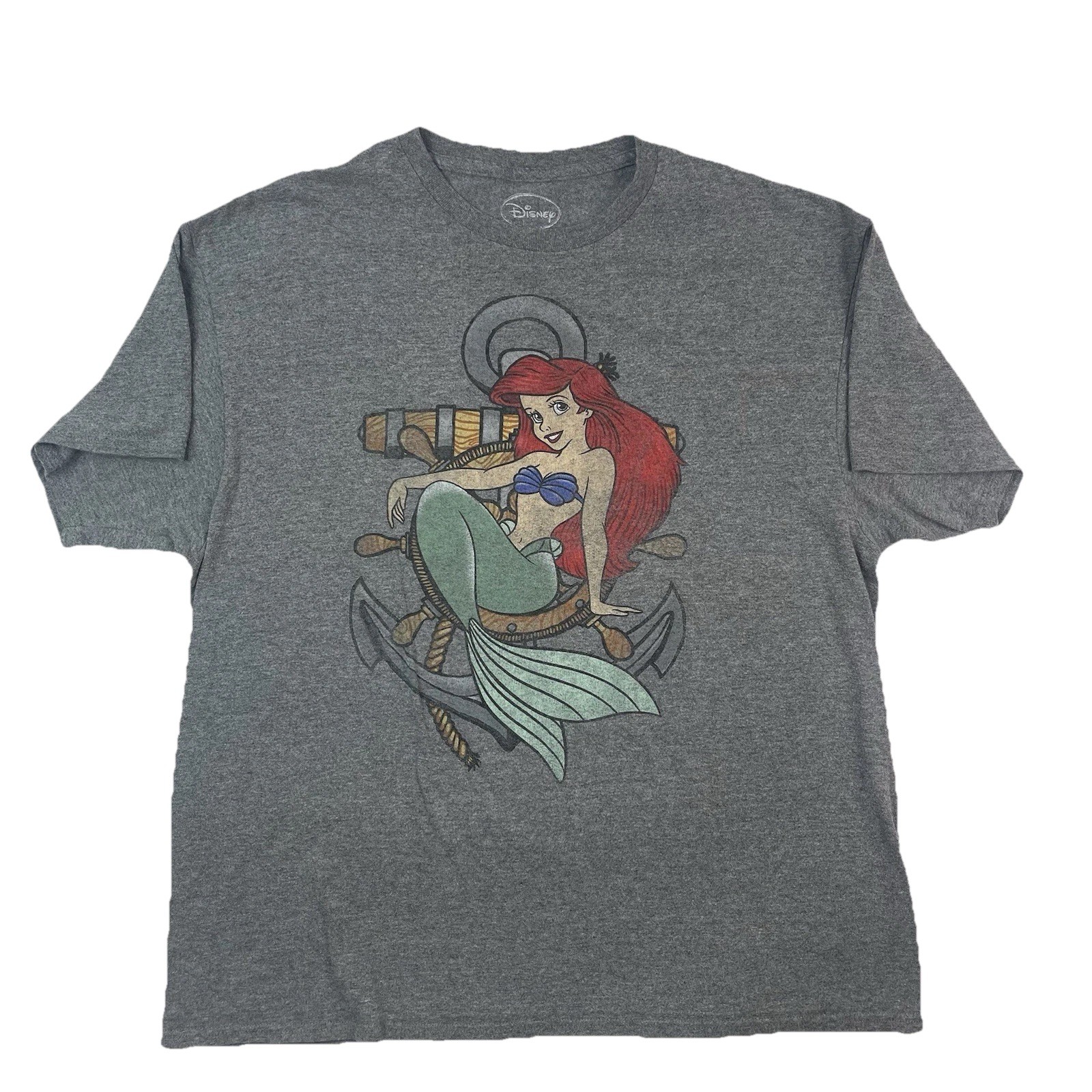 Disney The Little Mermaid Ariel Anchor Graphic Gray T-Shirt Men’s XL gallery