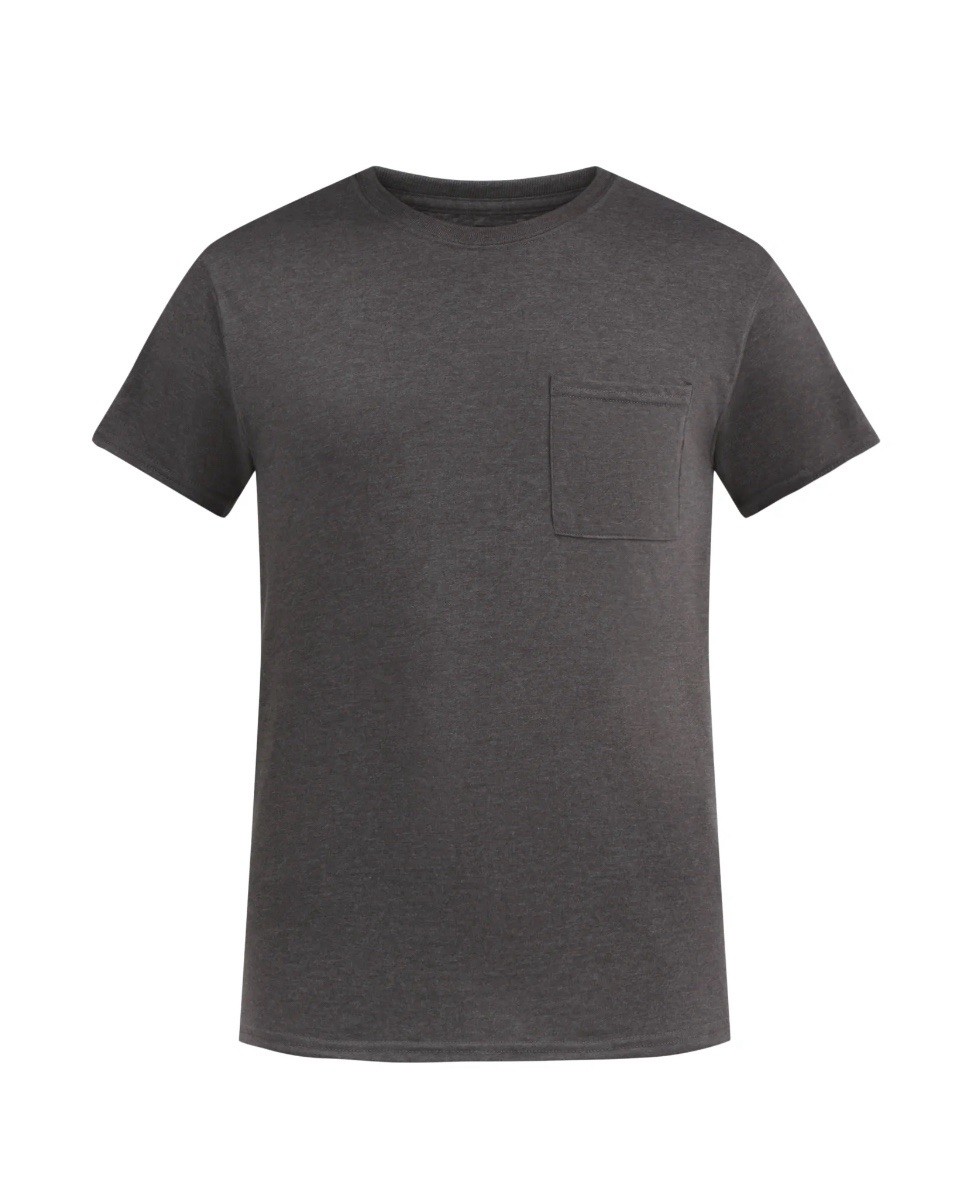 ATHLETIC WORKS Men’s L (42-44) Pocket Cotton Tee Short Sleeve • Charcoal gallery