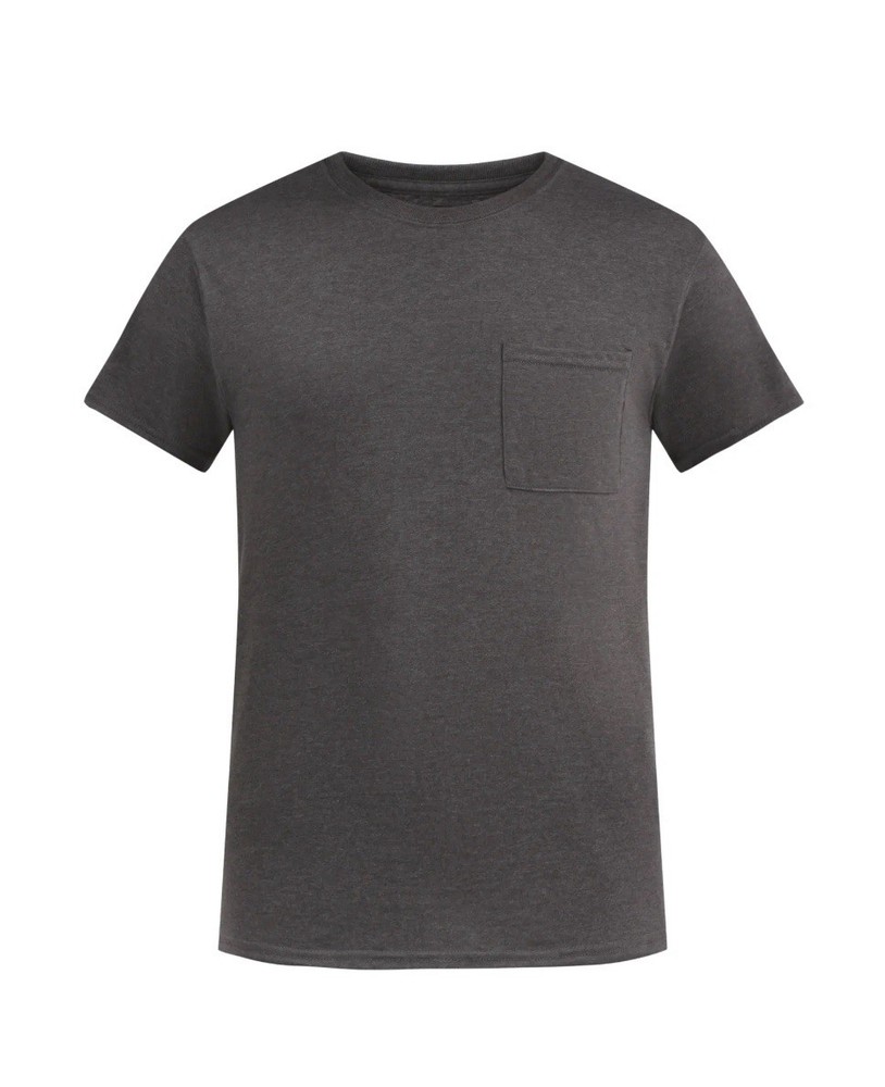 ATHLETIC WORKS Men’s S (34-36) Pocket Cotton Tee Short Sleeve • Charcoal