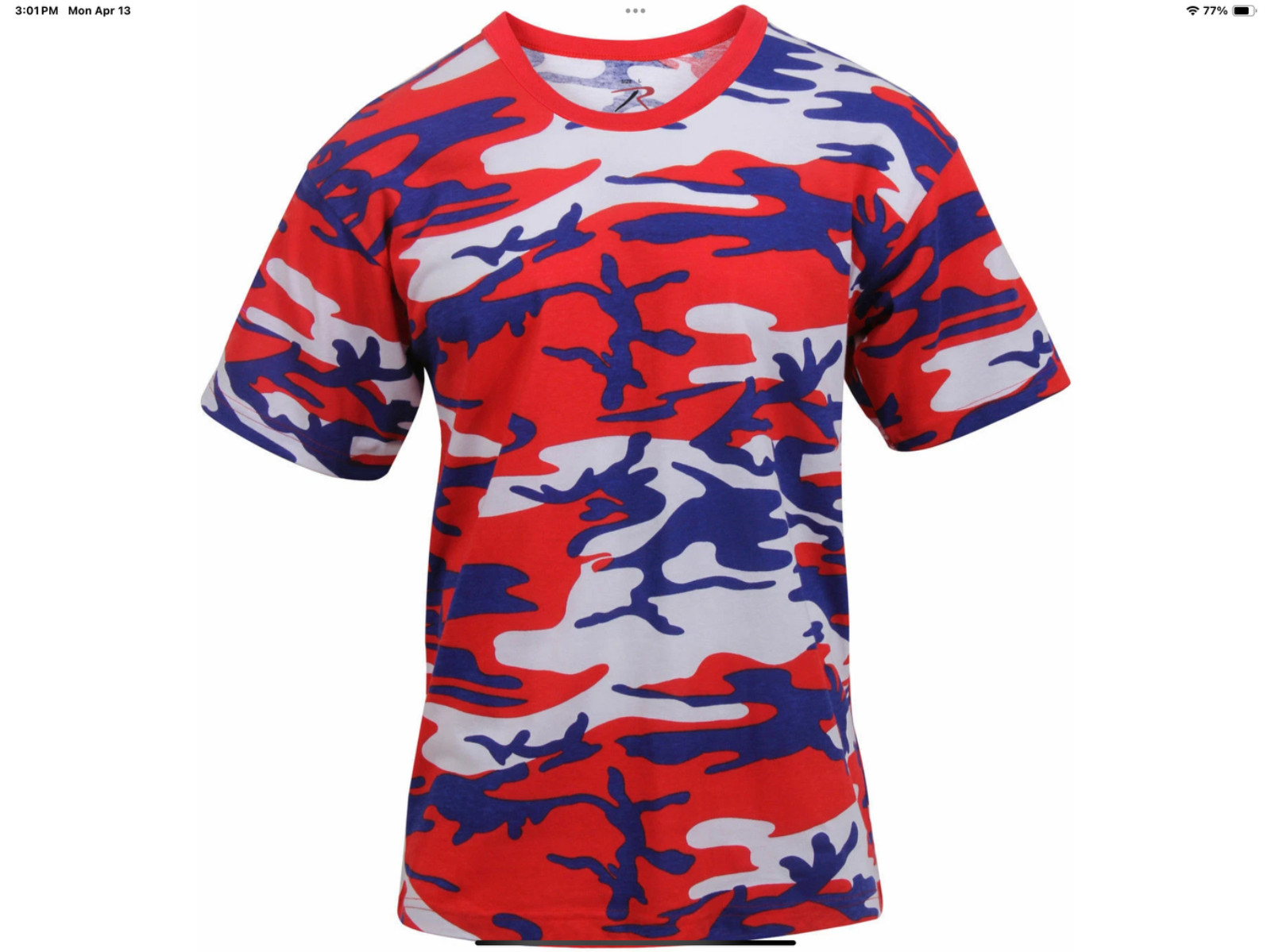 ROTHCO Mens Red White Blue Camo T-Shirt Camouflage Military Tee Patriotic USA gallery