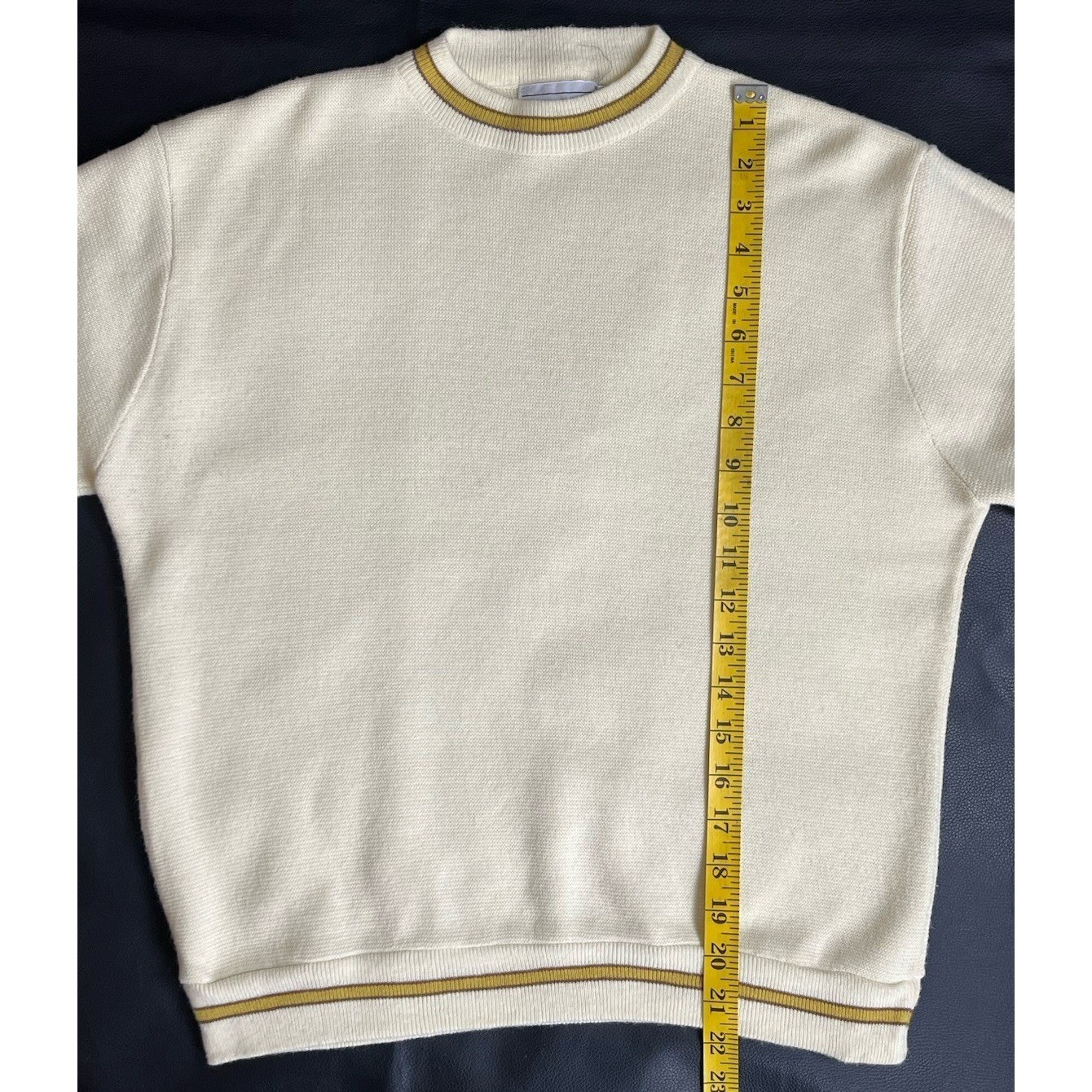 Vintage 60s 70s Donmoor Sweater Boys 20 Men Small Pale Yellow Orlon Acrylic USA gallery