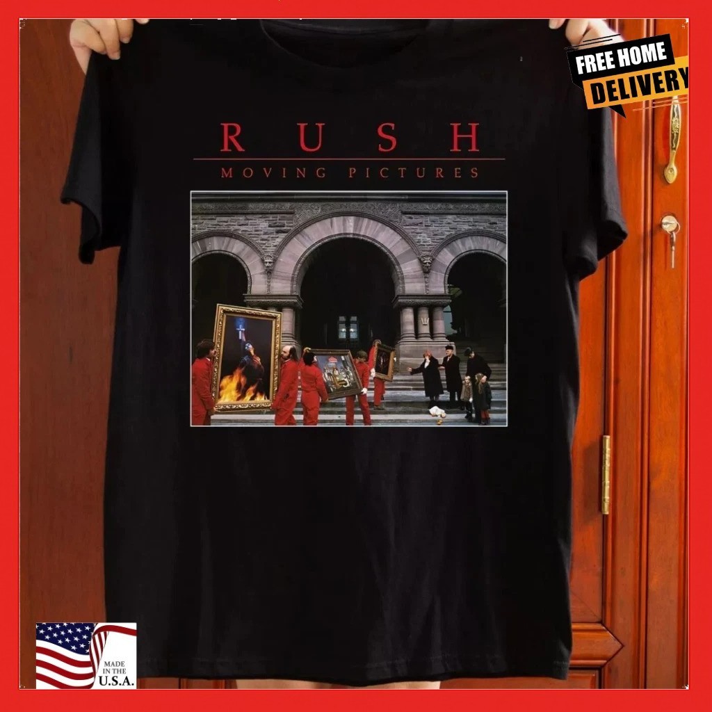 Rush Moving Pictures Graphic Unisex Black T-shirt gallery