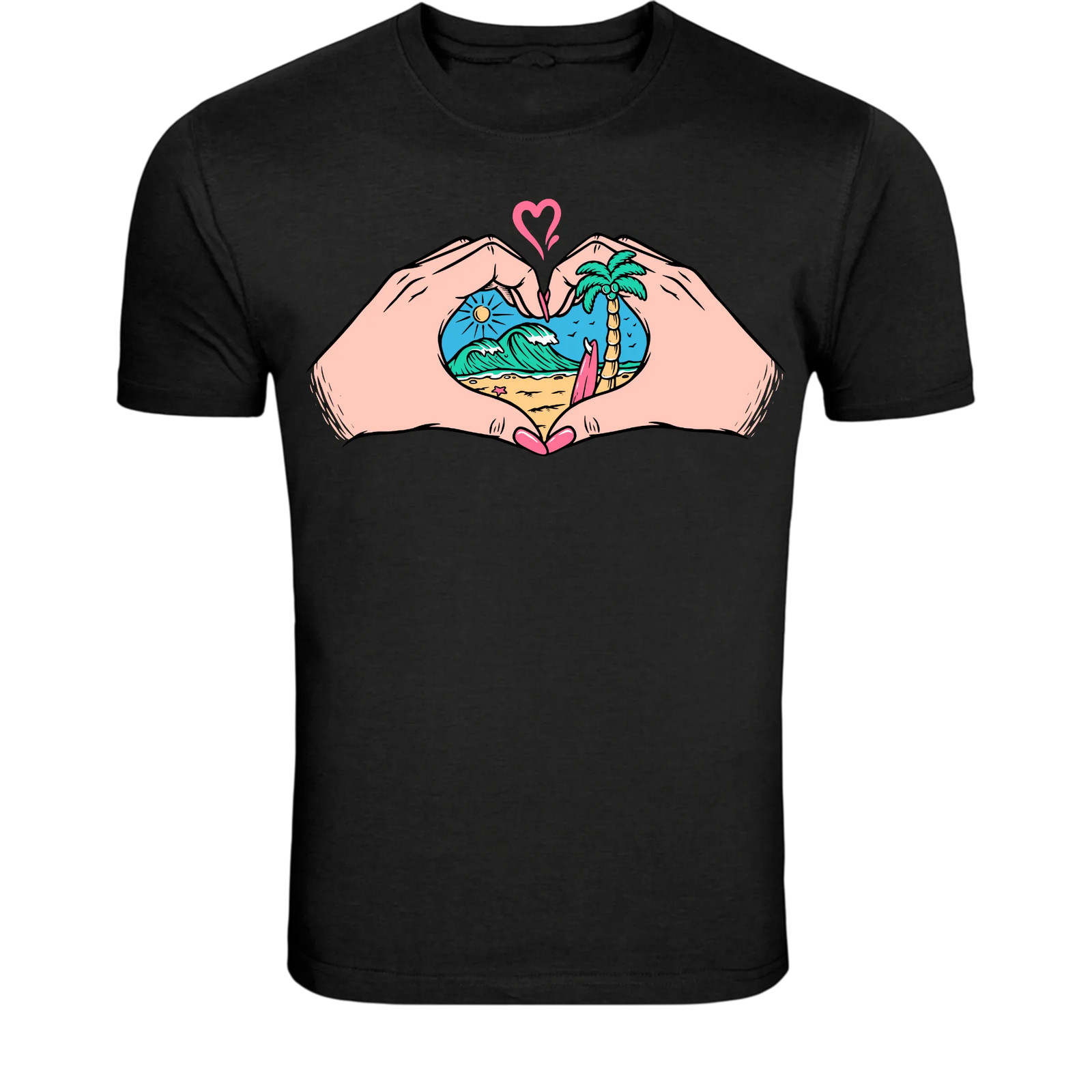 Love Beach Heart Hands T-Shirt - Tropical Summer Vacation gallery