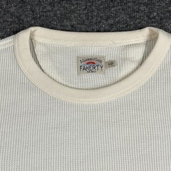 Faherty Shirt Mens Medium Cream Waffle Knit Thermal Long Sleeve Tee Crewneck