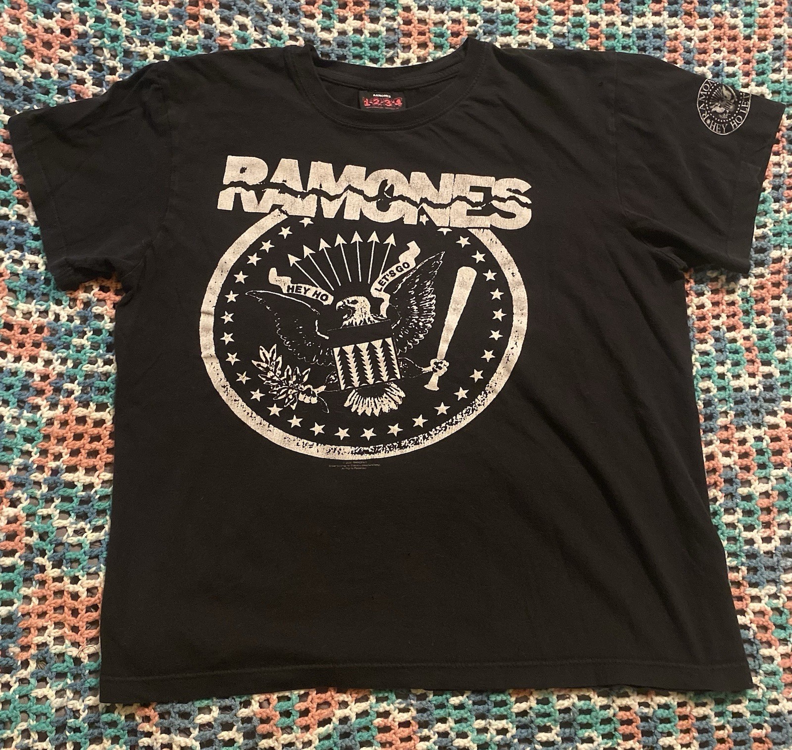 Vintage 2006 Ramones 1-2-3-4 Hey Go Lets Go Black T Shirt Sz L Band Music Y2K