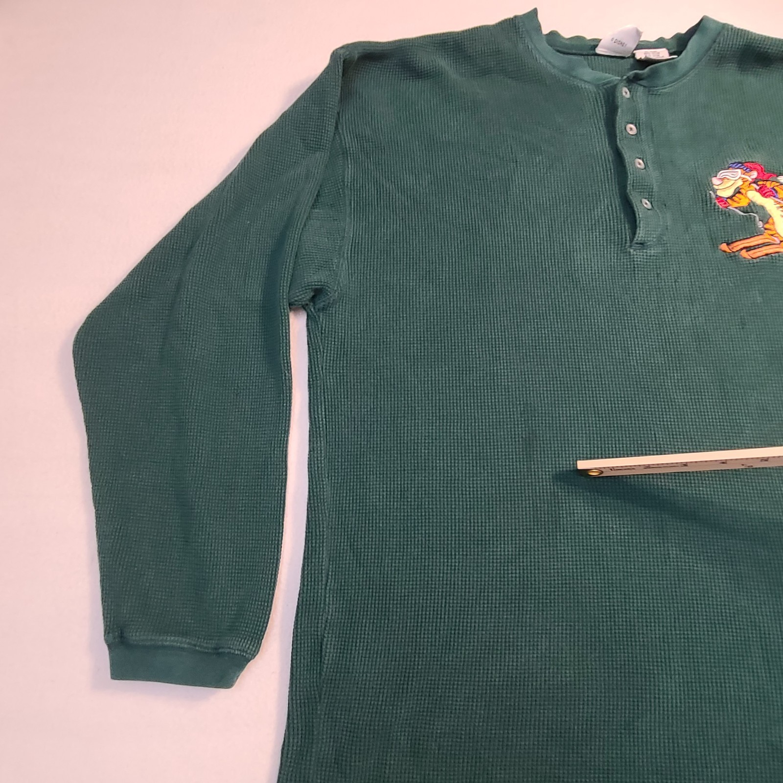 Disney Store Tigger Waffle Knit Henley Shirt XL Green Long Sleeve Winnie Pooh gallery