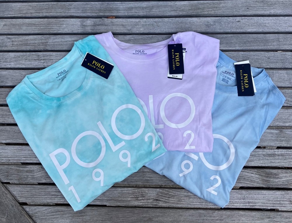 NWT Ralph Lauren Polo Tie Dye Cloud Pattern Tee Shirt, Various Colors and Sizes