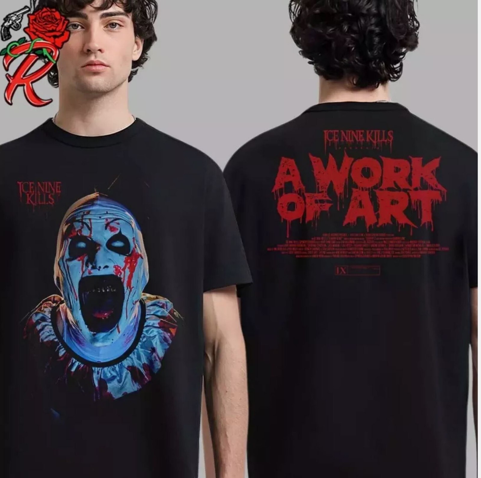 Ice Nine Kills x Terrifier 3 A Work Of Art Art the Clown Face T-Shirt gallery
