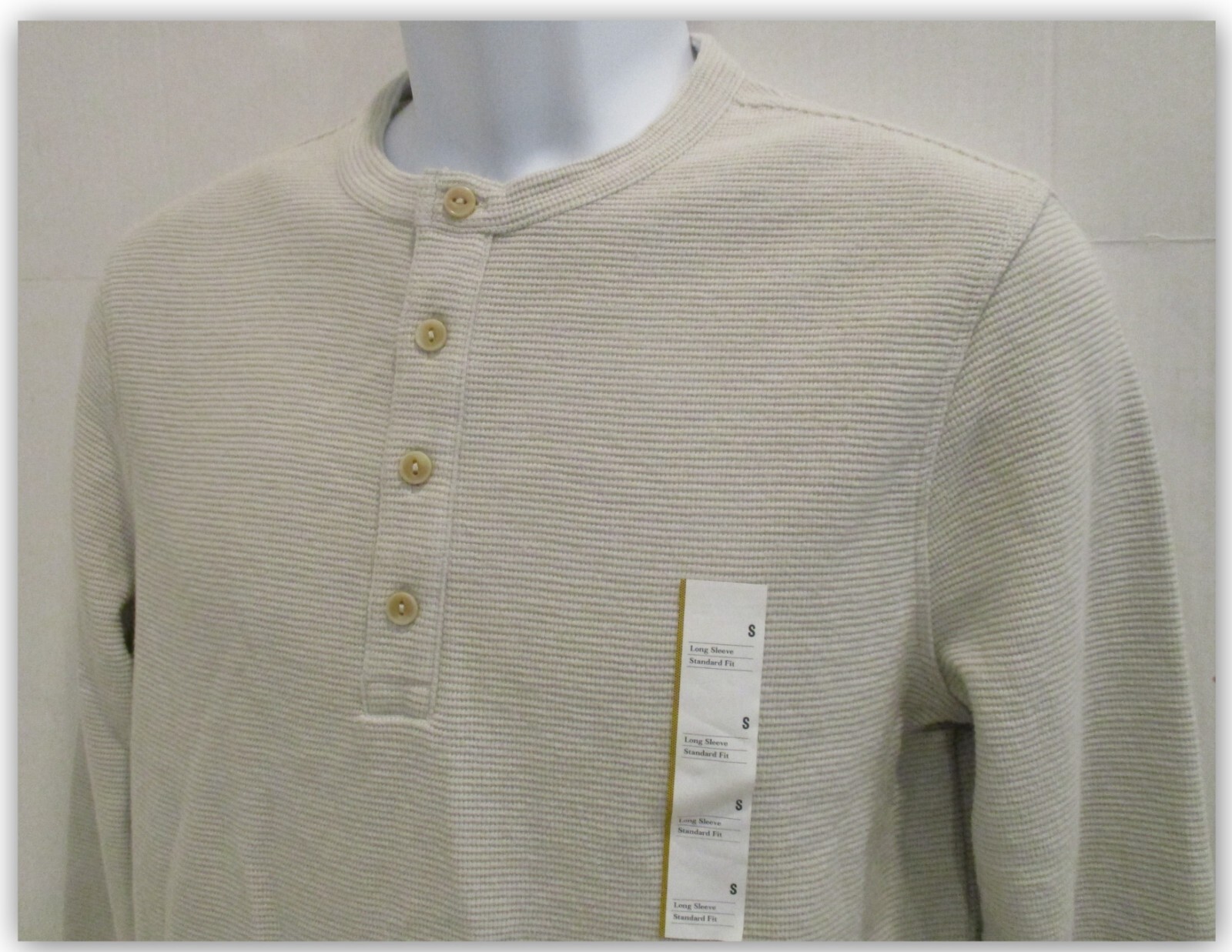Long Sleeve Textured 4 Button HENLEY Shirts Goodfellow Tan / Brown / Green gallery