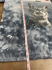 ODM Short Sleeve Shirt Size Large CLAWS Jaws Blue Tie Dye Acid Wash Cats