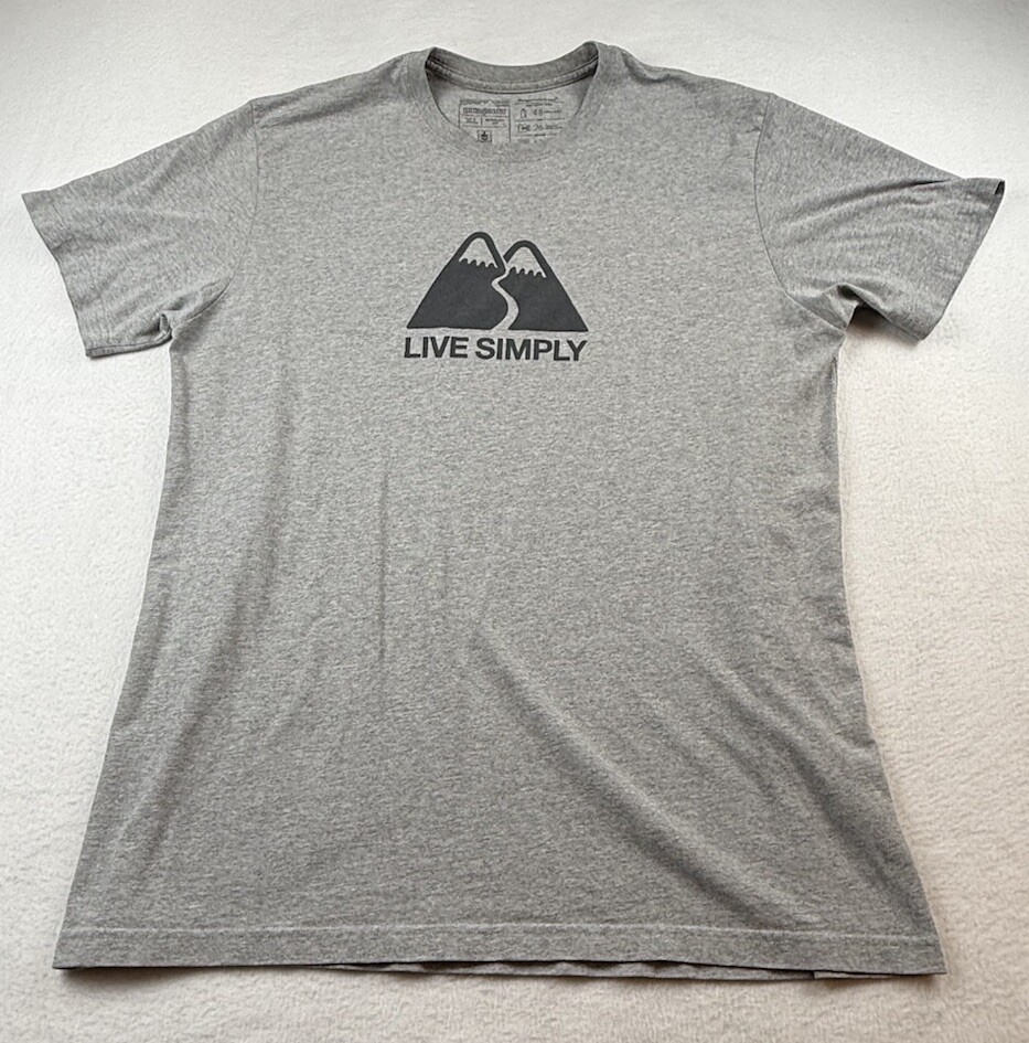 Patagonia T-Shirt Men’s XL Gray “Live Simply” Mountains Responsibili-Tee