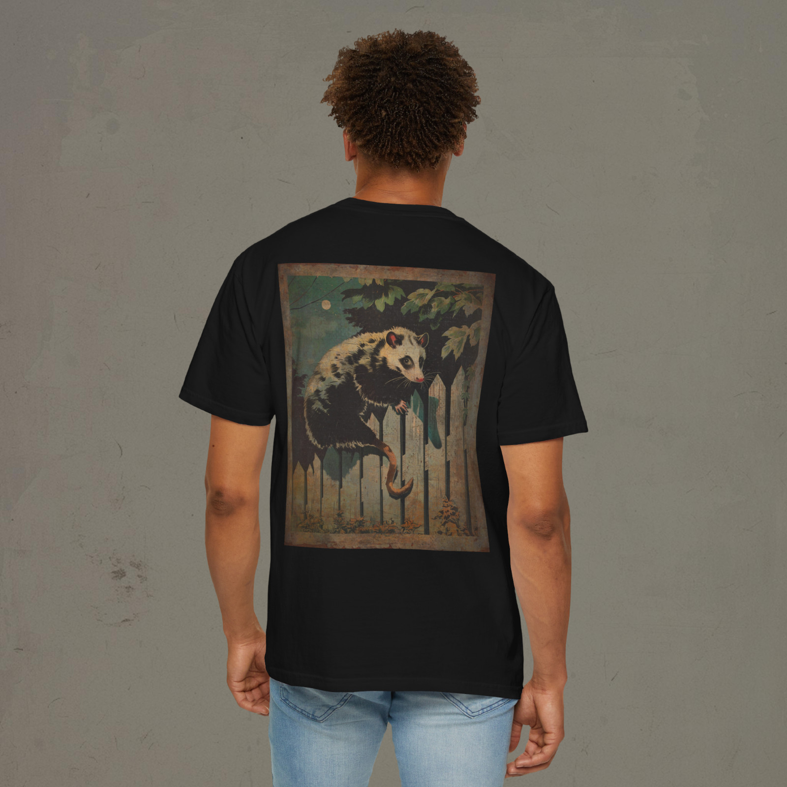 POSSUM Moon double sided T-Shirt, Play Dead Opossum Shirt, Night Creature Tee gallery