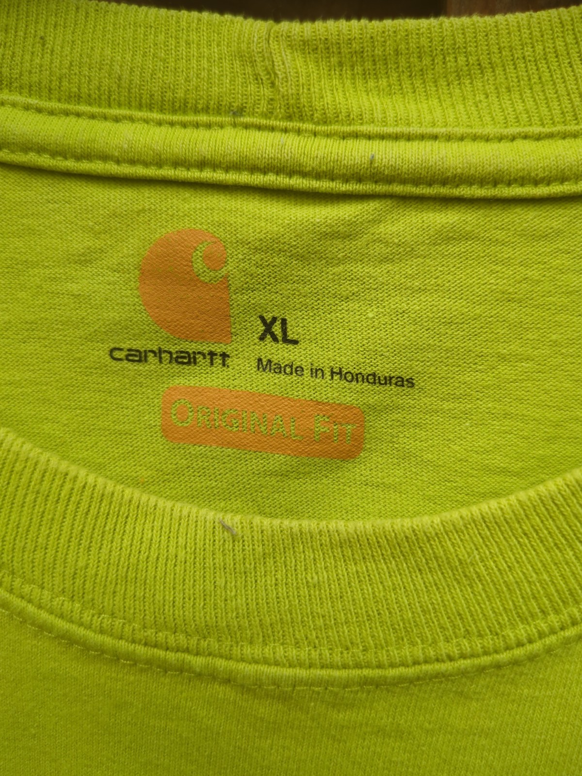 Carhartt Pocket T Shirt Lime Green Distressed Size XL Cotton Pit To Pit 26 gallery