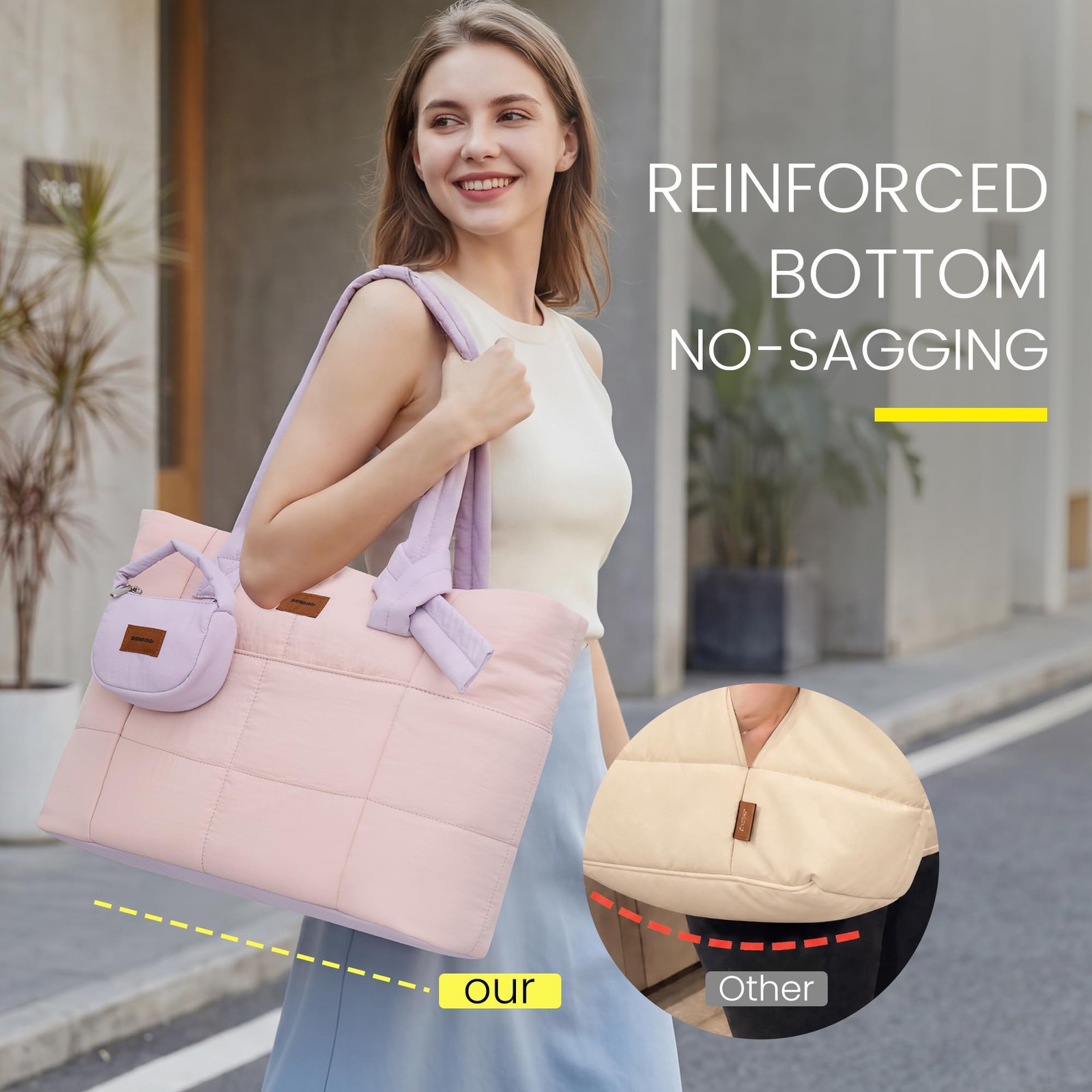 Puffer Tote Bag for Women, Lightweight Quilted Work Tote Handbag, Large Capac... gallery