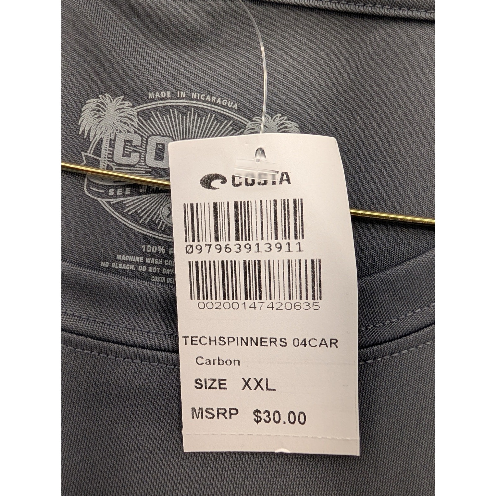 NWT Men's Costa Tech Spinners T-Shirt in Carbon Size XXL gallery