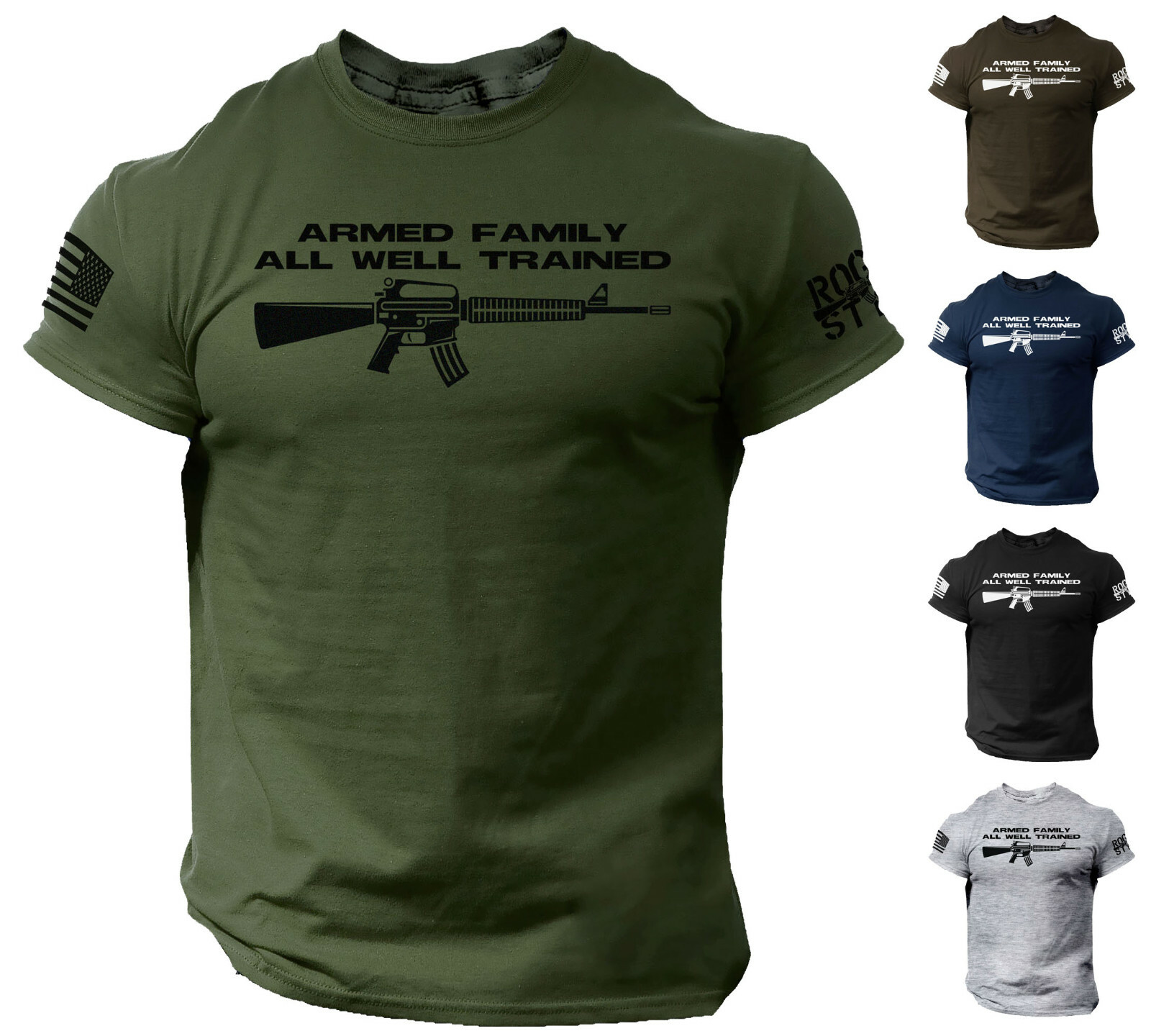 America Guns Armed Family T Shirt US Flag America Funny Military Warrior T-Shirt gallery