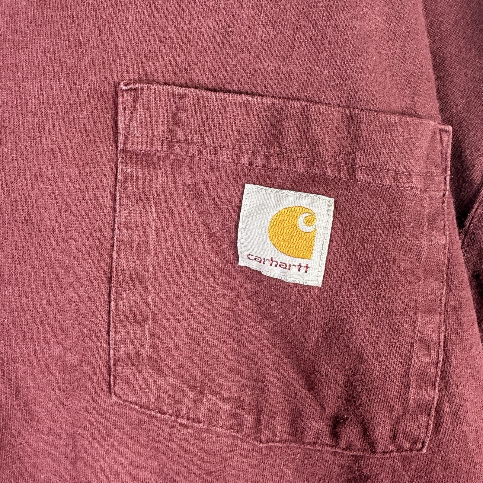 Carhartt Men's Loose Fit L Maroon Pocket Long Sleeve T-Shirt K128 gallery