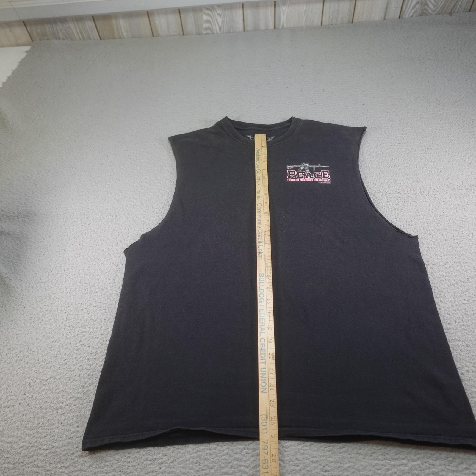 7.62 Design Shirt Mens XL Black Peace Through Superior Firepower Tank Top Muscle gallery