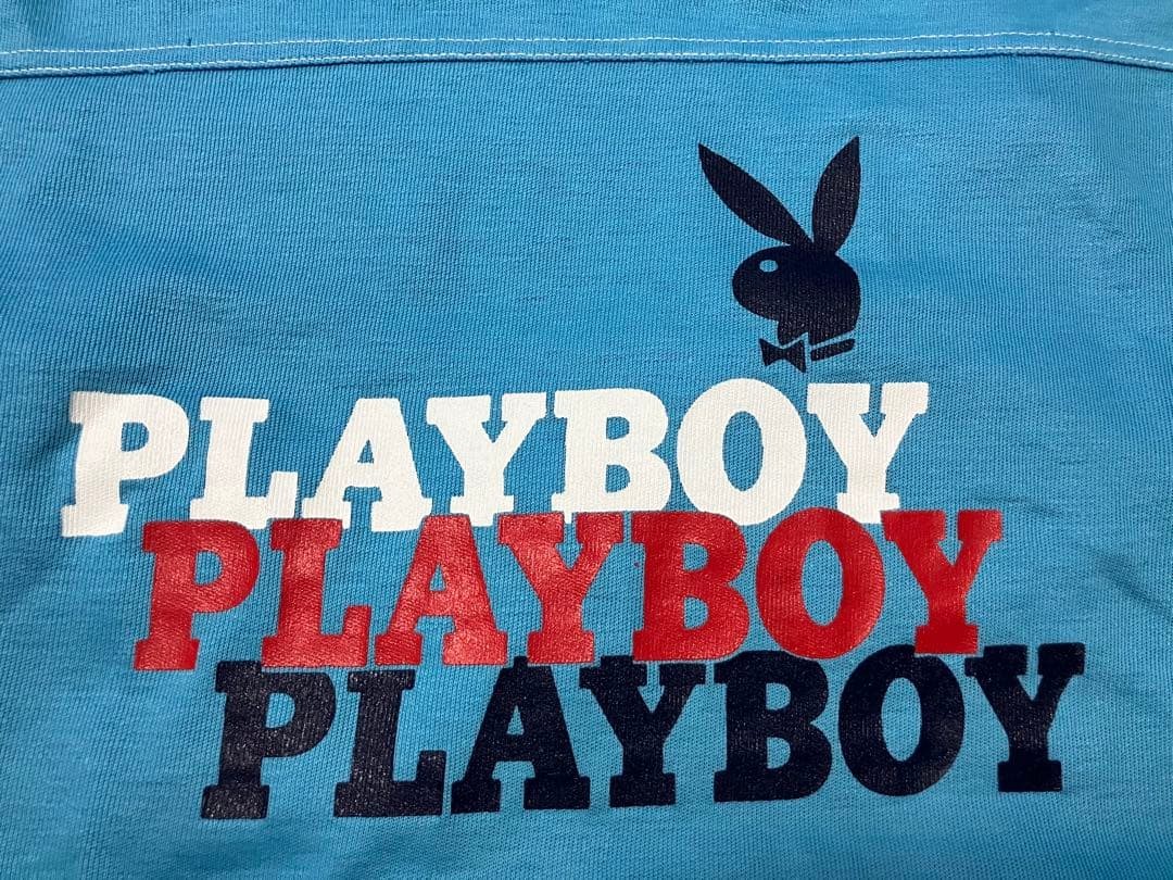 70s Vintage Artex Playboy Football Long Sleeve T-Shirt Blue XL USA Made gallery