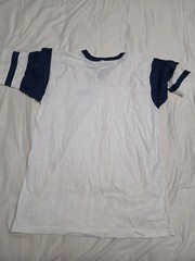 Vintage Bantam Ringer Tee XL White Blue USA Made Retro 90s Graphic Shirt
