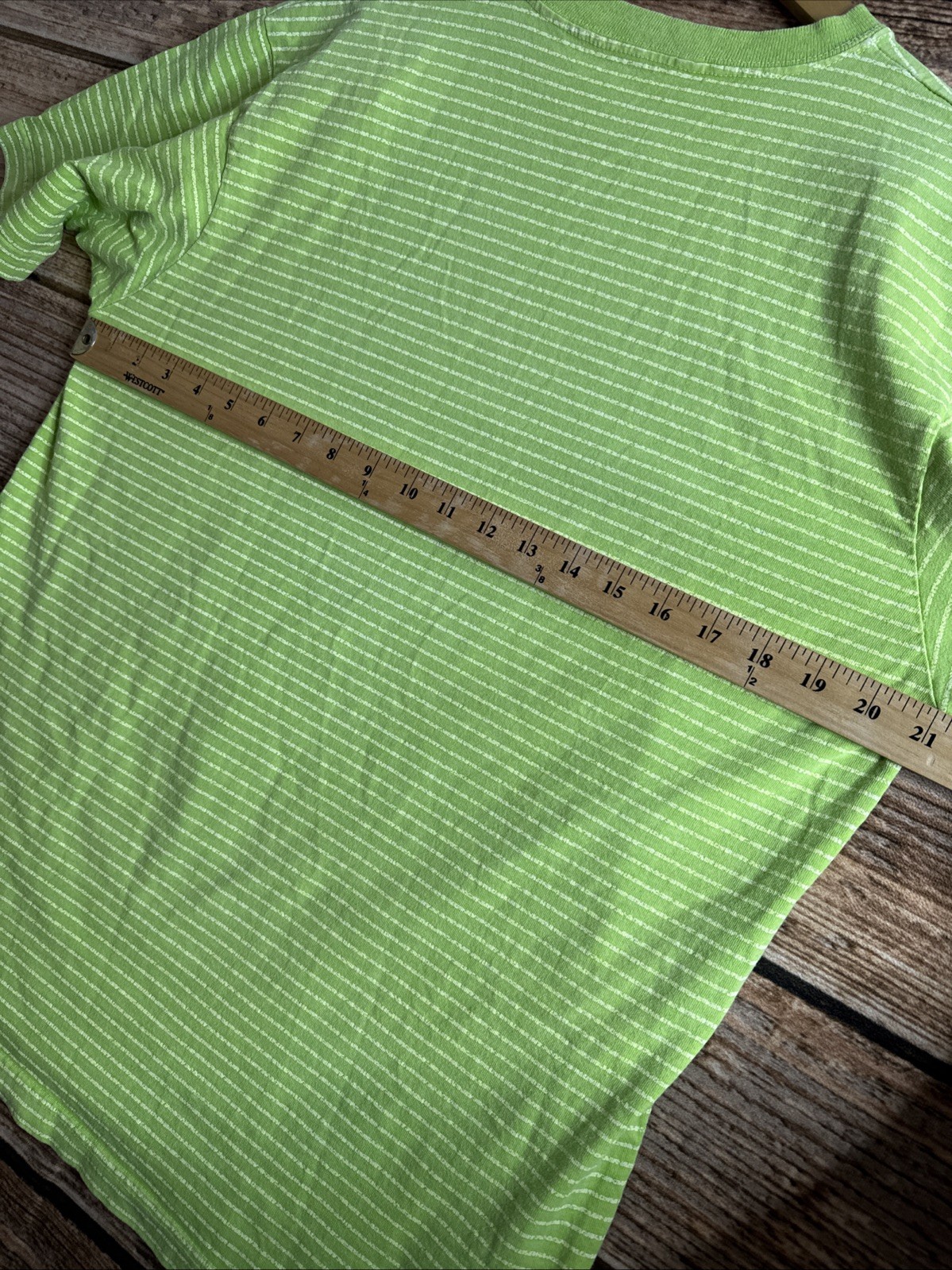 Fresh Produce Shirt Mens Medium Striped Green USA Made Crewneck Tee Linen Cotton gallery