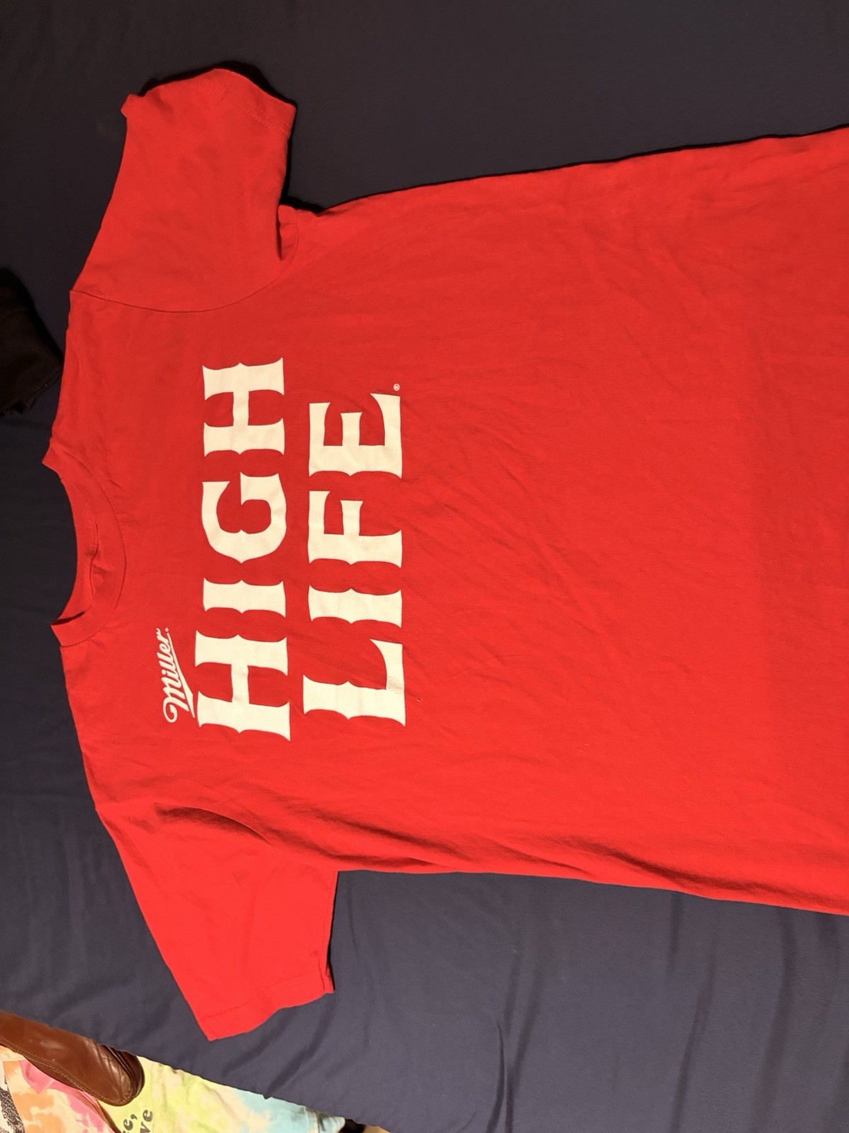 Miller High Life Graphic Logo Red/White Cotton Crew Neck Tee Men's L gallery