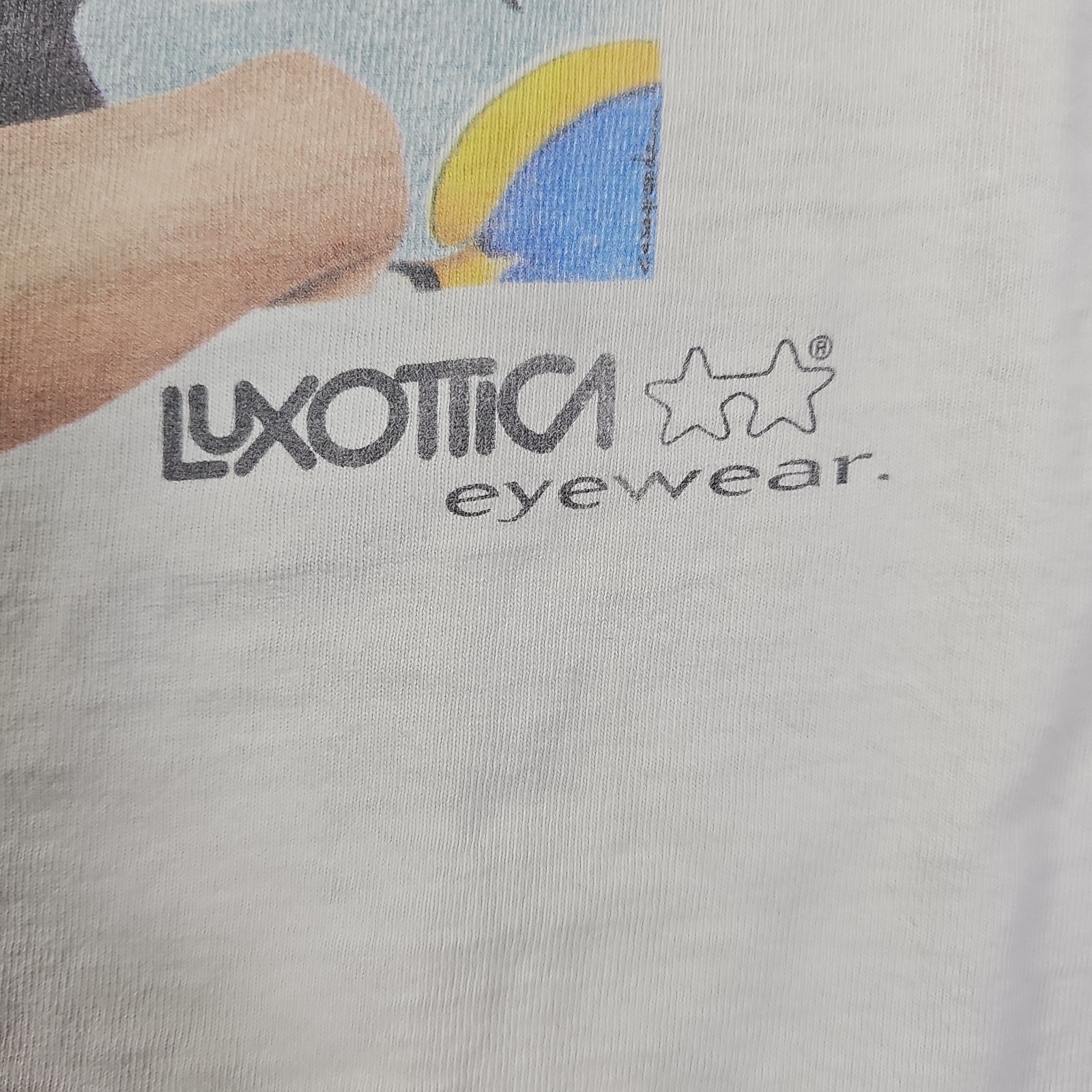 VINTAGE 90s Luxottica Eyewear Model Series Aquatic Graphic T-Shirt gallery