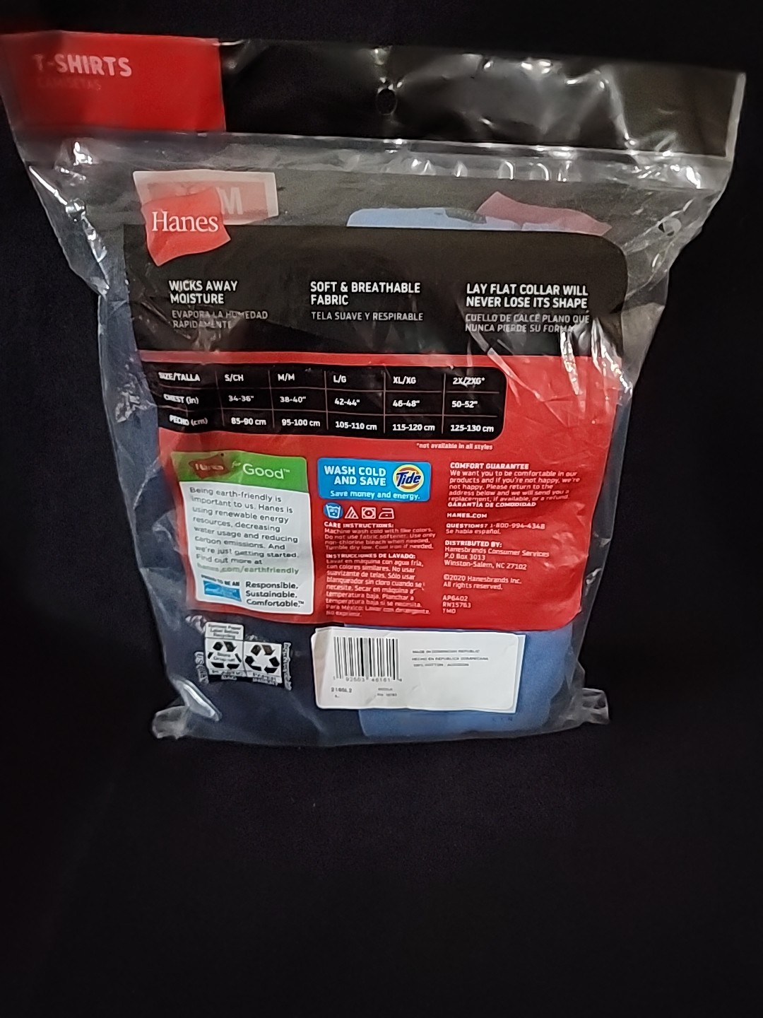 Hanes Mens 2Pk Cool Comfort Wicking Tagless Large - Choose Color Blue Or Green gallery