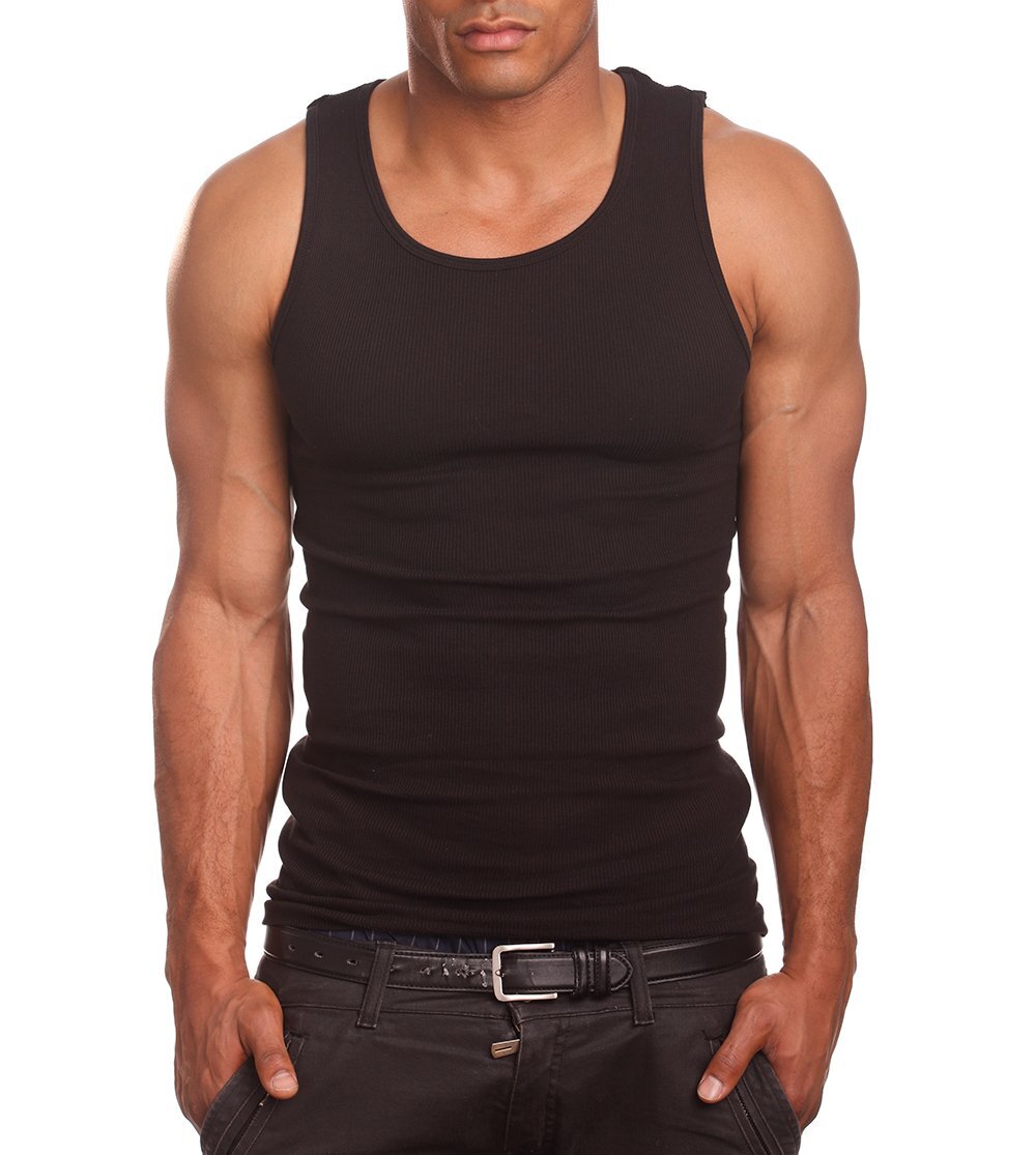 Mens A-Shirts 3 Pack Undershirt, 2XL, Black