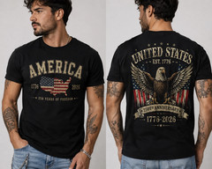 250 Years American Flag Bald Eagle 250th Anniversary USA T-Shirt Size S-5XL