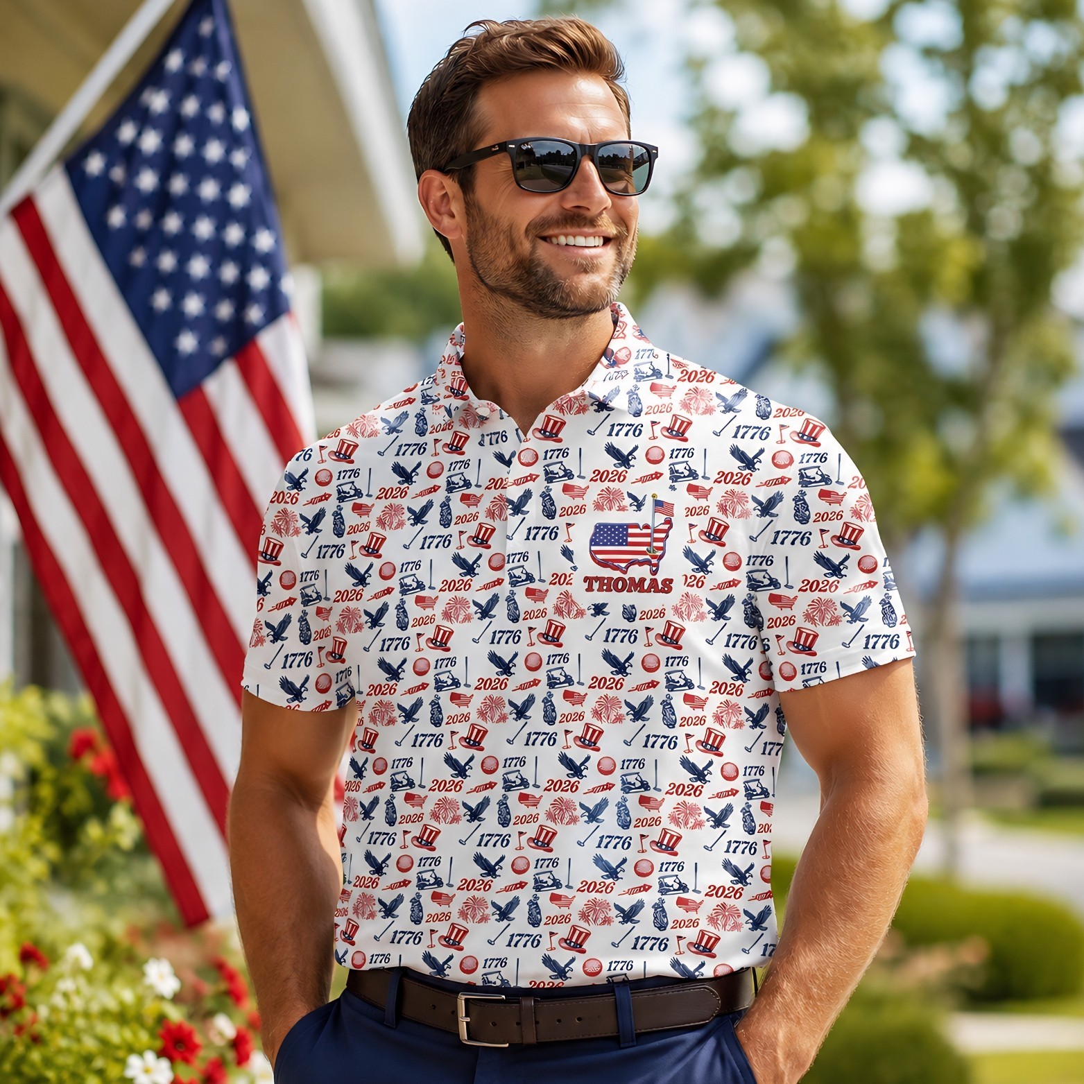 Custom Name 250th Anniversary Patriotic Polo United States Of America (S-5XL) gallery