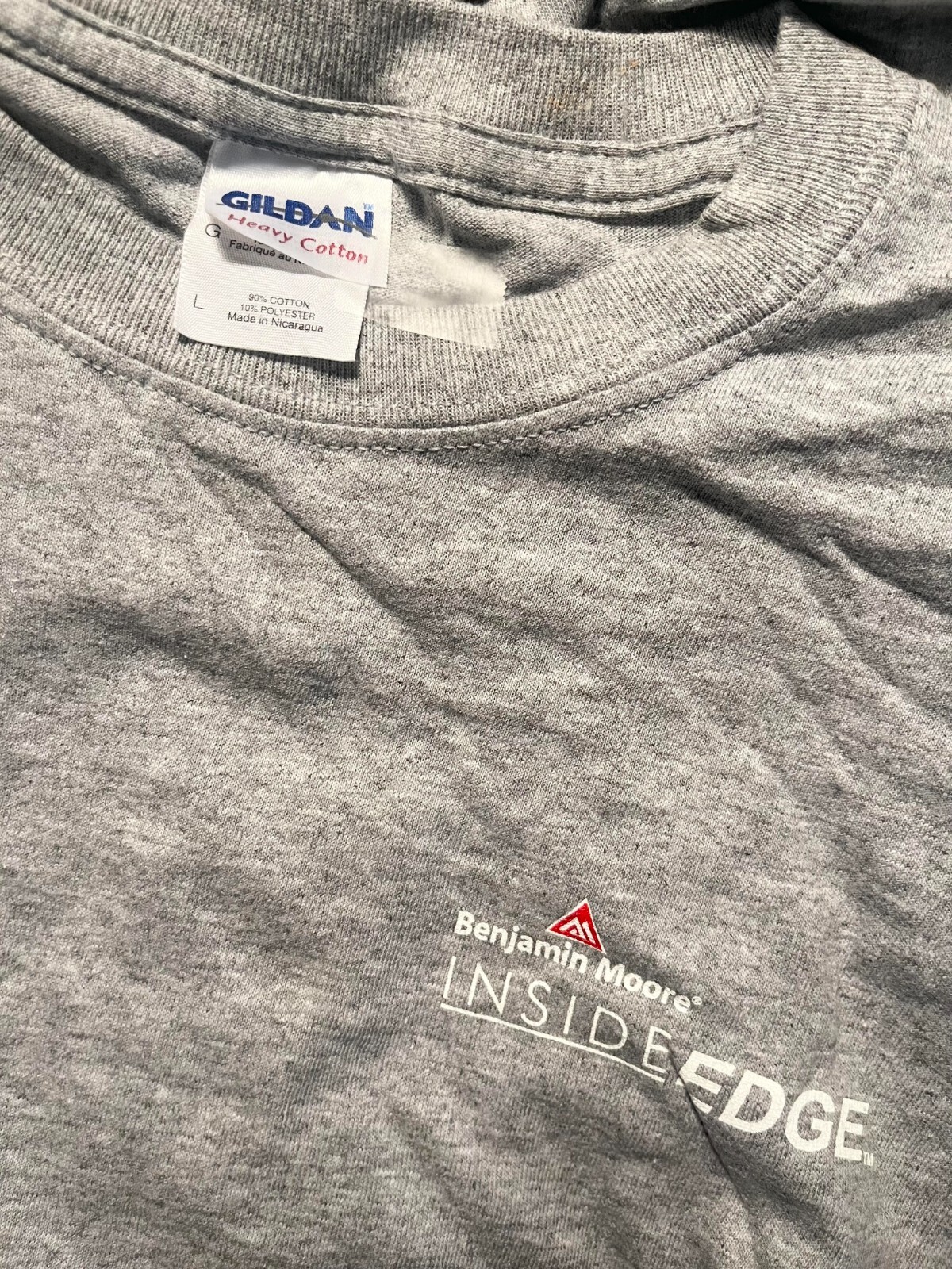 BENJAMIN MOORE Paint Store T-shirt Large Inside Edge Gildan Heavy Cotton Blend gallery