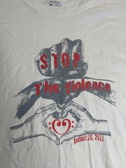 Stop the violence Love Heart Domestic Abuse shirt mens size XL White
