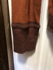 Mens Y2K Mossimo Supply Utility Orange Brown Knit Thermal Striped Shirt Size S