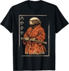 Honey Badger Samurai Shirt – Japanese Warrior Animal Art T-Shirt