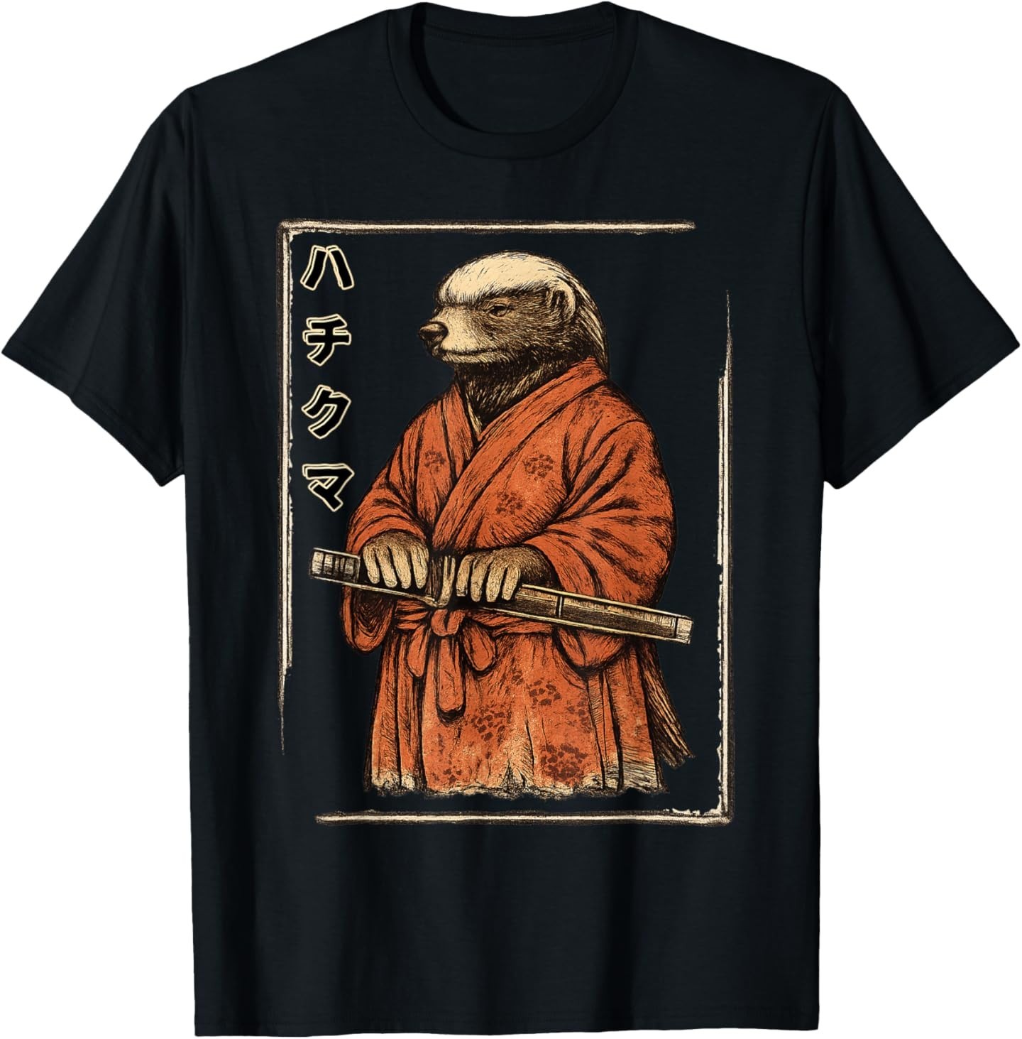 Honey Badger Samurai Shirt – Japanese Warrior Animal Art T-Shirt